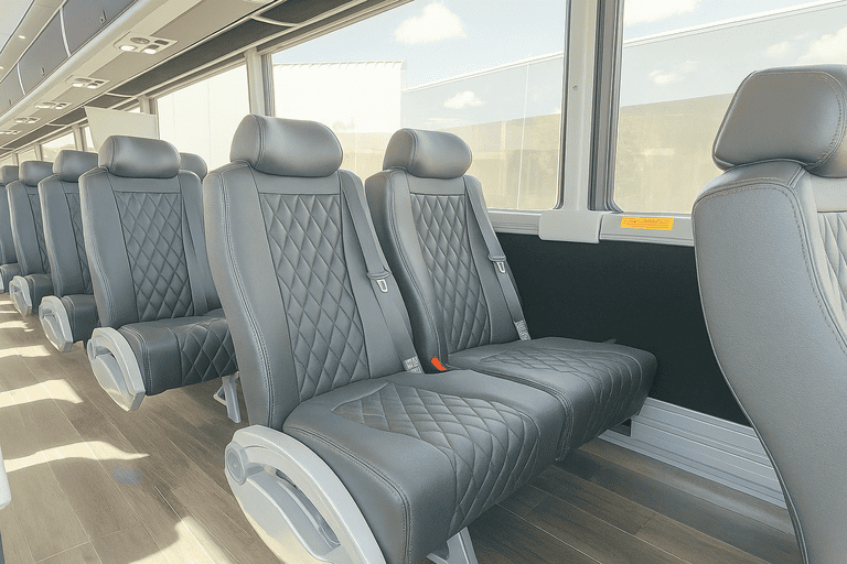 interior of New Britain Minibus Company charter bus