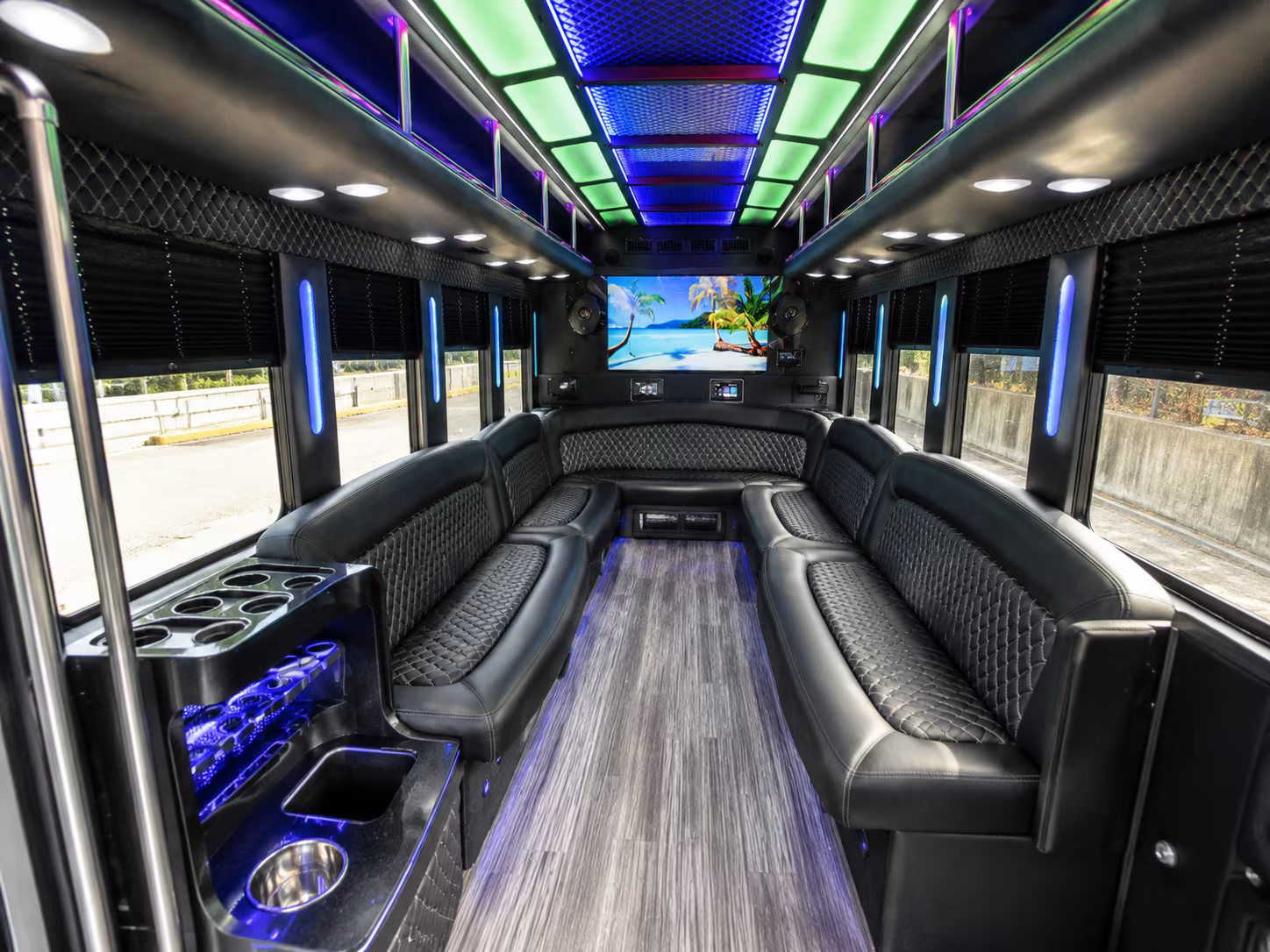 new britain 18 passenger party bus inside