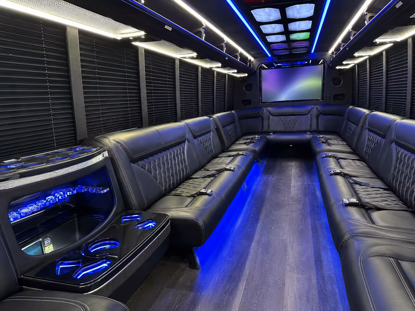 new britain 20 passenger party bus inside
