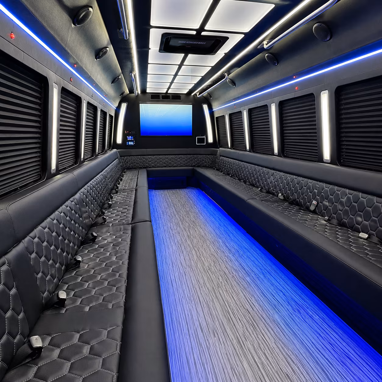 new britain 50 passenger party bus inside