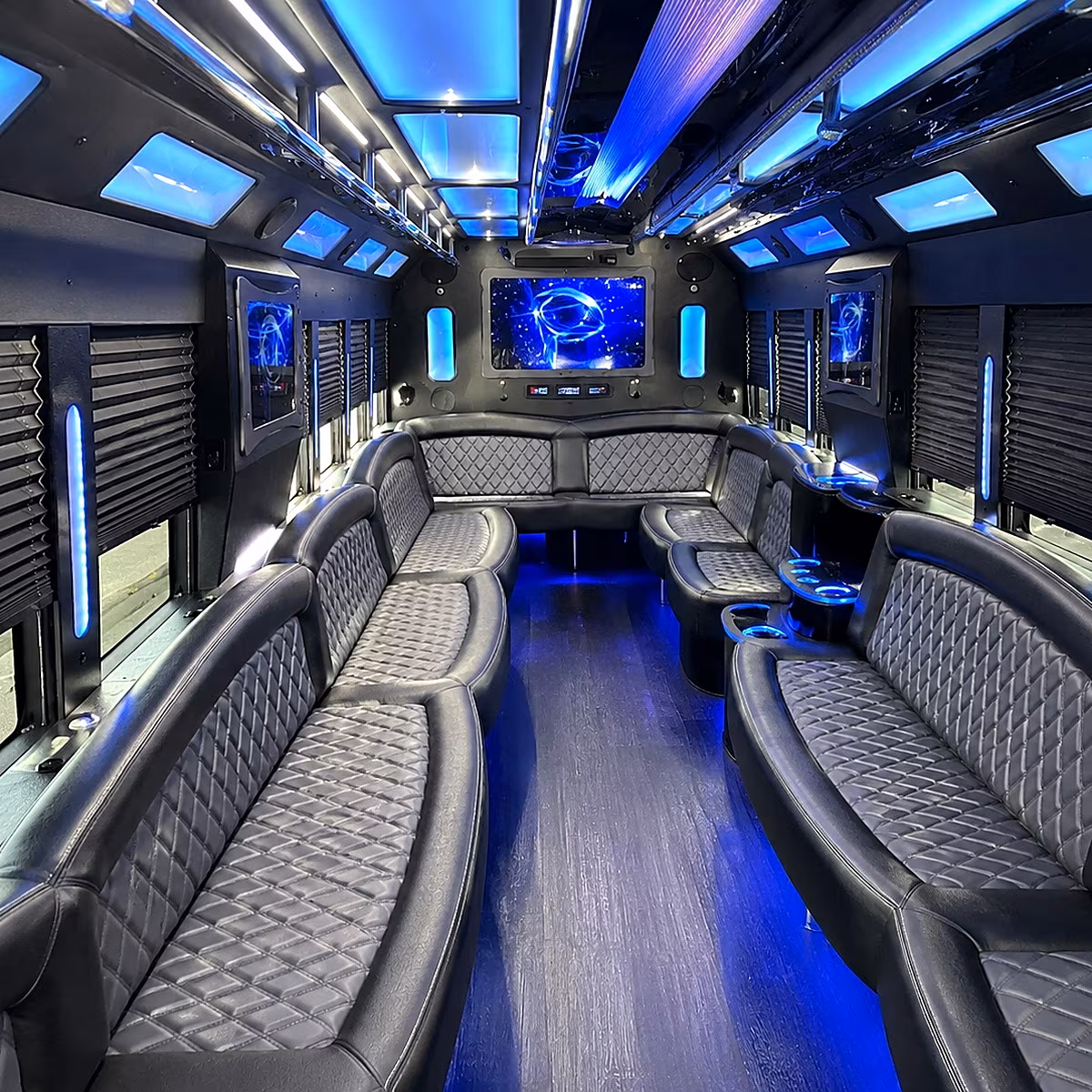 new britain 50 passenger party bus interior